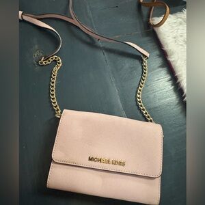 Michael Kors Blush Crossbody Bag with Gold Chain